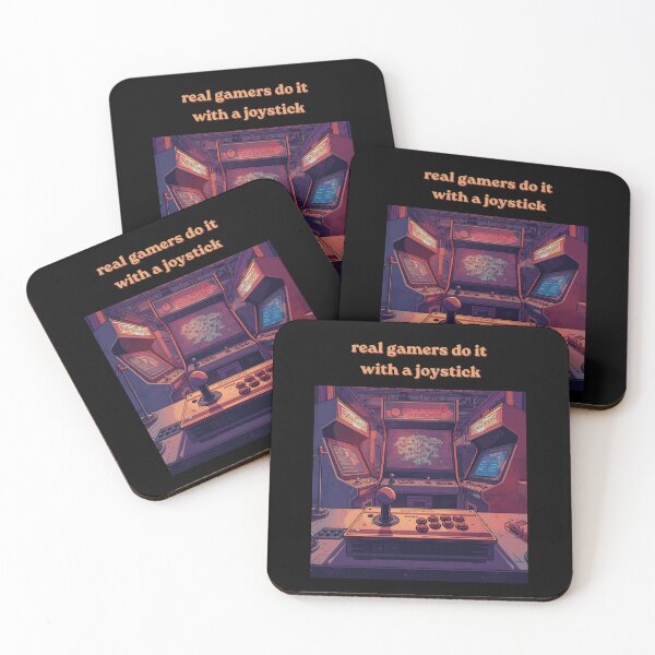 Item preview, real gamers do it with a joystick - funny gamer humor designed and sold by Nene Bird Designs.