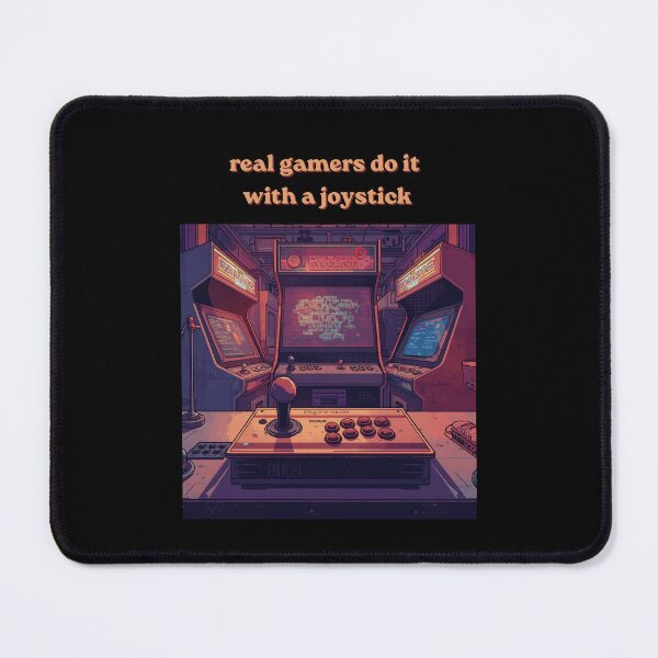 Item preview, real gamers do it with a joystick - funny gamer humor designed and sold by Nene Bird Designs.