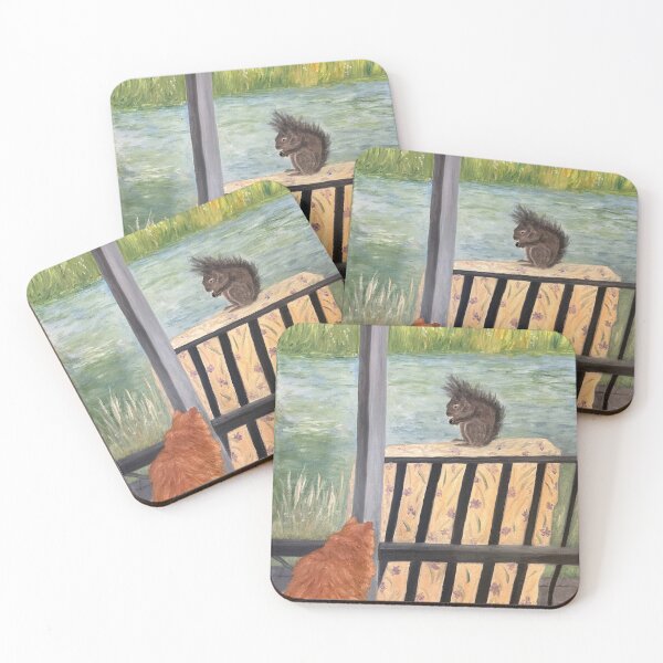 Item preview, Cat and Squirrel. A friendly animal encounter. designed and sold by KarenZuk.