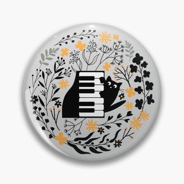 Item preview, Piano cat in a wildflower garden designed and sold by InkRiot Studios.