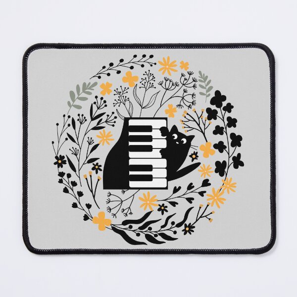 Item preview, Piano cat in a wildflower garden designed and sold by InkRiot Studios.