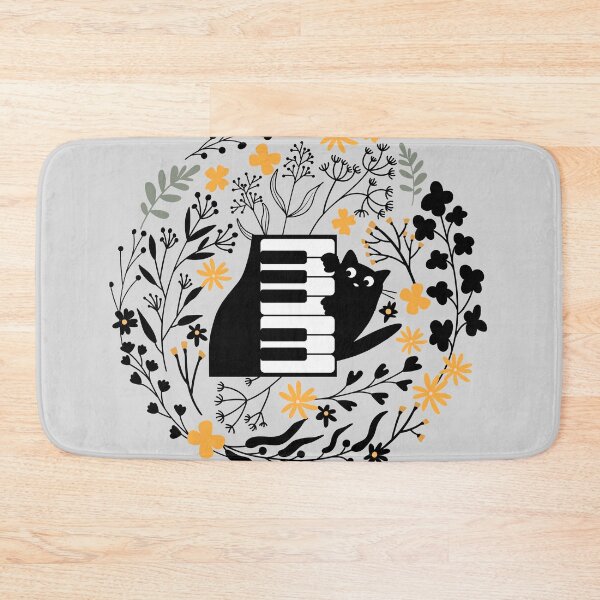 Item preview, Piano cat in a wildflower garden designed and sold by InkRiot Studios.