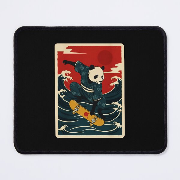 Item preview, Skateboarding Panda Riding Ocean Waves in Retro Japanese Style designed and sold by JordynLadukeg65.