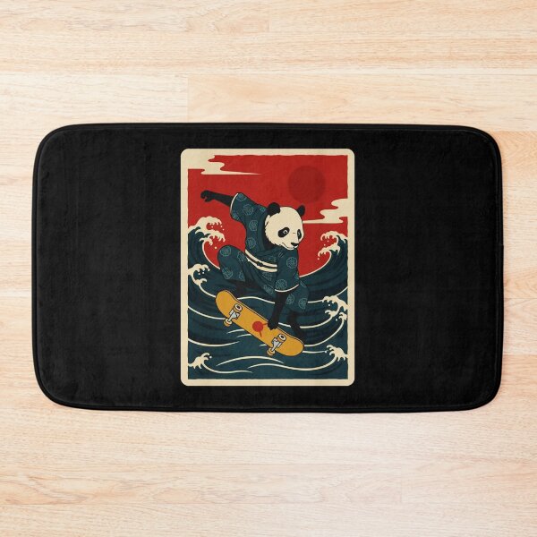 Item preview, Skateboarding Panda Riding Ocean Waves in Retro Japanese Style designed and sold by JordynLadukeg65.