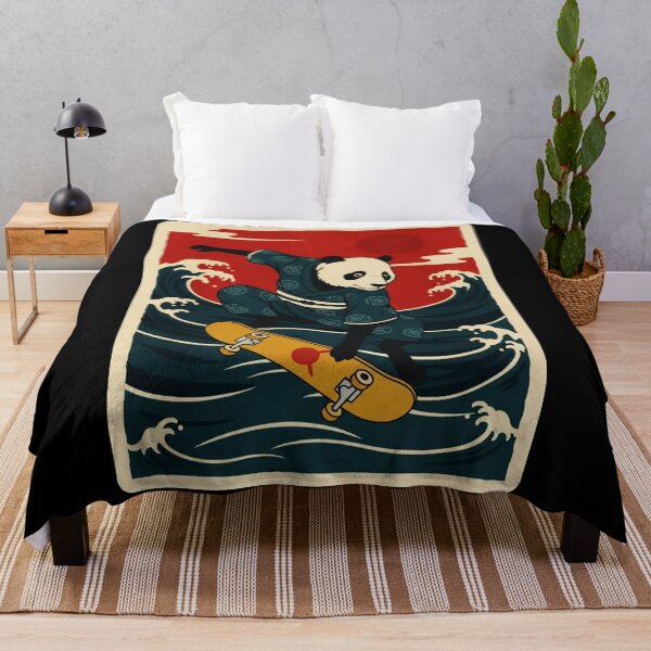 Item preview, Skateboarding Panda Riding Ocean Waves in Retro Japanese Style designed and sold by JordynLadukeg65.