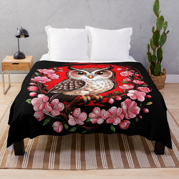 Item preview, Wise Owl Among Cherry Blossoms Japanese Woodblock Inspired designed and sold by titanlevi.