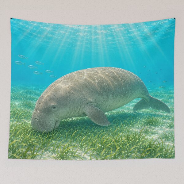Item preview, Gentle Dugong Grazing in Sunlit Seagrass designed and sold by Pixel Junkies Studio.