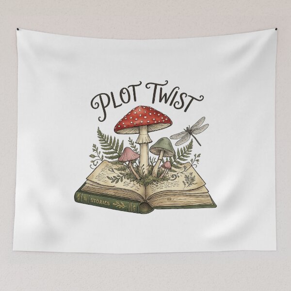 Item preview, Plot Twist Cottagecore Mushroom Reader Tee designed and sold by Cool-M-Apparel.