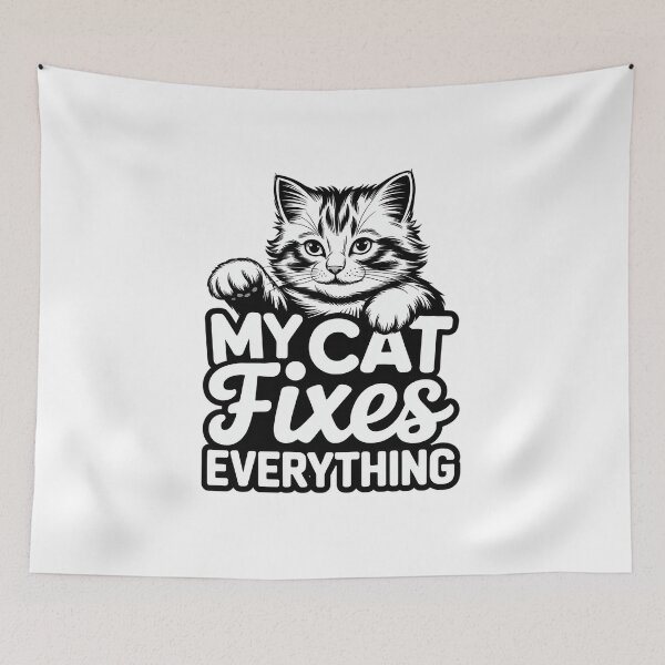 Item preview, My Cat Fixes Everything – Cute Cat Lover Design designed and sold by Cool-cat-art.