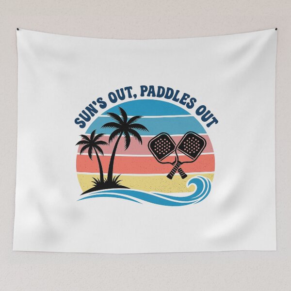 Item preview, Sun's Out Paddles Out Retro Pickleball Sunset Shirt designed and sold by Cool-M-Apparel.