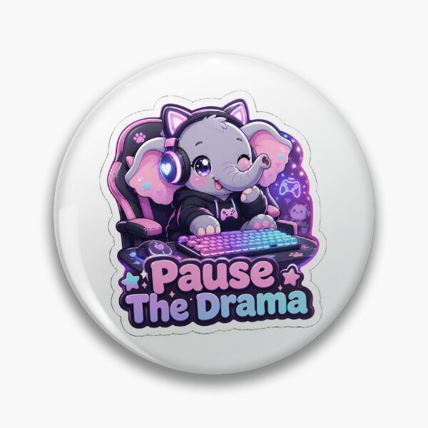 Item preview, Cute Gamer Elephant Sticker – Pause The Drama Kawaii Anime Gaming Design designed and sold by Sidra digital art 8277237.
