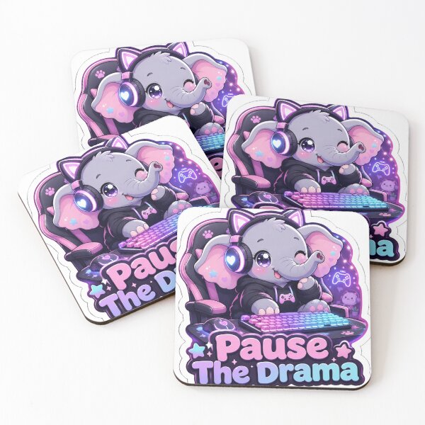 Item preview, Cute Gamer Elephant Sticker – Pause The Drama Kawaii Anime Gaming Design designed and sold by Sidra digital art 8277237.