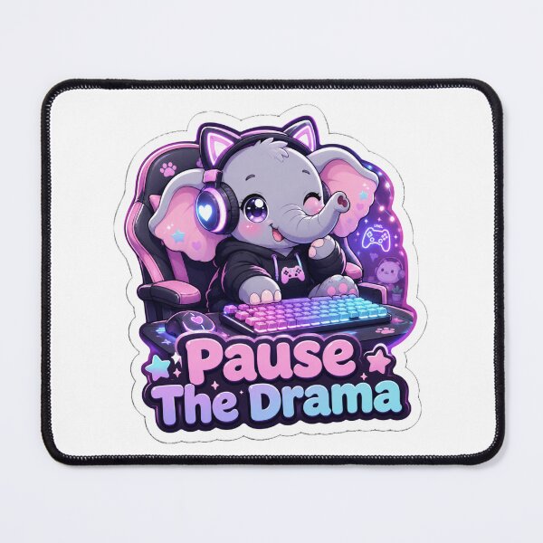 Item preview, Cute Gamer Elephant Sticker – Pause The Drama Kawaii Anime Gaming Design designed and sold by Sidra digital art 8277237.