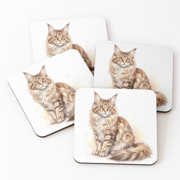 Item preview, Maine Coon Cat Watercolor Portrait Art Print Cat Lover Gift designed and sold by PetInkCo.