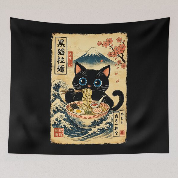 Item preview, Cute Black Cat Ramen Bowl Vintage Japanese designed and sold by eliramaison.