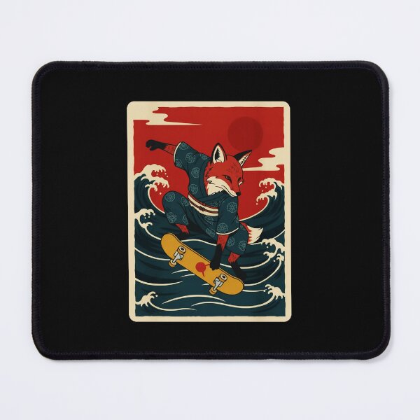 Item preview, Skateboarding Fox Riding Ocean Waves in Vintage Japanese Style designed and sold by JordynLadukeg65.