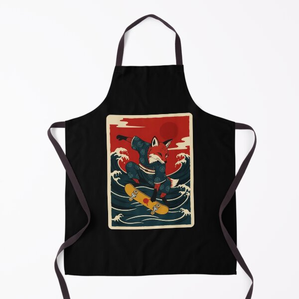 Item preview, Skateboarding Fox Riding Ocean Waves in Vintage Japanese Style designed and sold by JordynLadukeg65.
