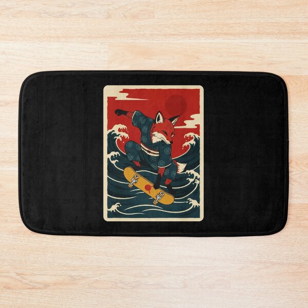 Item preview, Skateboarding Fox Riding Ocean Waves in Vintage Japanese Style designed and sold by JordynLadukeg65.