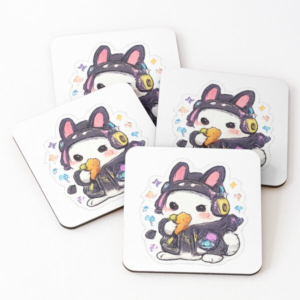Item preview, Cute Gamer Bunny Kawaii Anime Rabbit with Headphones and Carrot Sticker designed and sold by myteesmypassion.