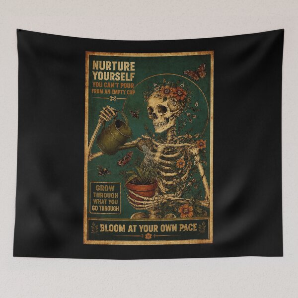 Item preview, Floral Skeleton Gardener Vintage Botanical Growth Motivation designed and sold by ferminhays.