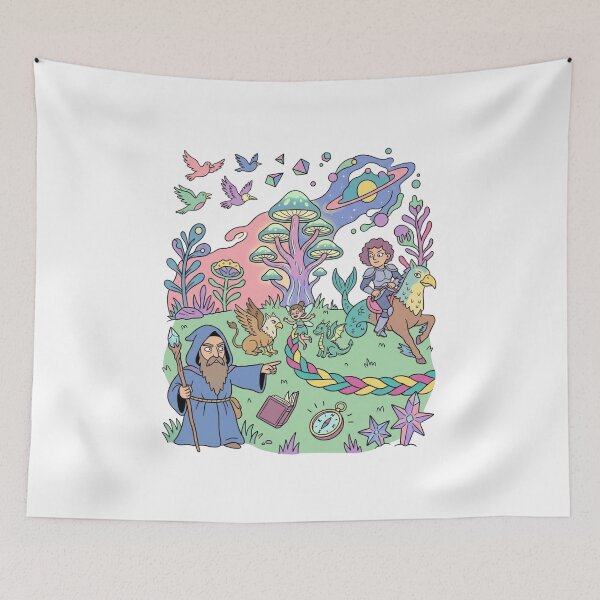 Item preview, Whimsical Fantasy Mushroom Wizard Dragon Griffin Art designed and sold by Farhad Mamo.