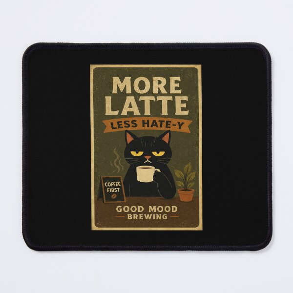 Item preview, More Latte Less Hate-y Grumpy Black Cat Coffee designed and sold by eliramaison.