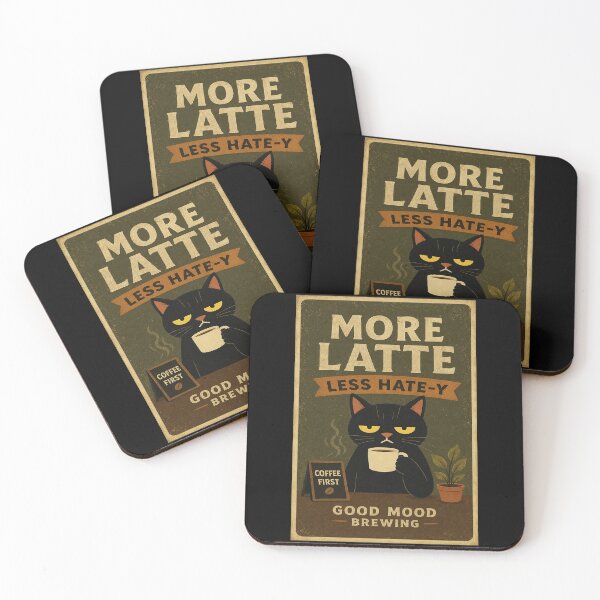 Item preview, More Latte Less Hate-y Grumpy Black Cat Coffee designed and sold by eliramaison.