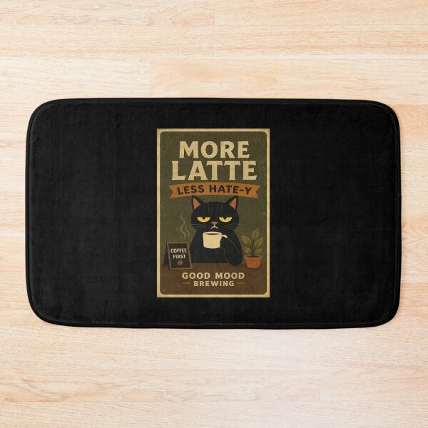 Item preview, More Latte Less Hate-y Grumpy Black Cat Coffee designed and sold by eliramaison.