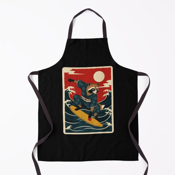 Item preview, Surfing Raccoon on Ocean Waves with Retro Japanese Poster Vibes designed and sold by JordynLadukeg65.