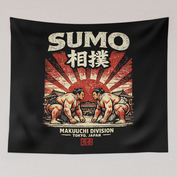 Item preview, Vintage Japanese Sumo Wrestlers With Rising Sun Retro designed and sold by titanlevi.