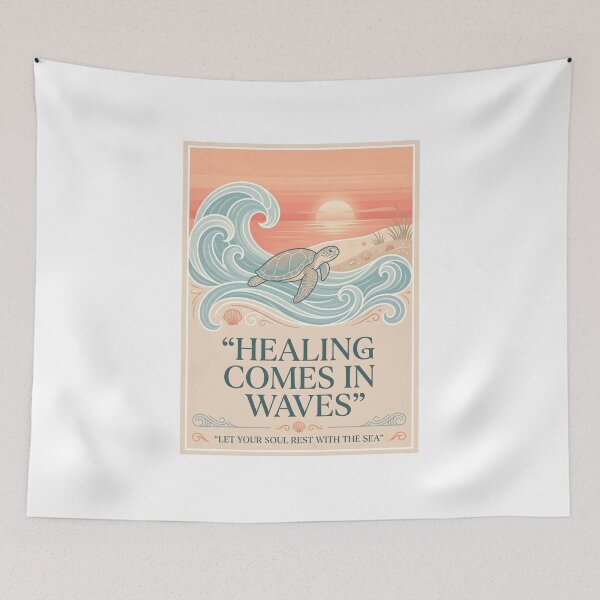 Item preview, Healing Comes in Waves – Ocean Therapy Poster Design designed and sold by Sea Gem.