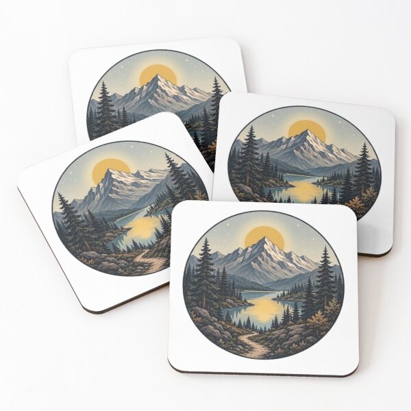 Item preview, Majestic Mountain Lake Sunset Wilderness Art designed and sold by Northern Glow Art.