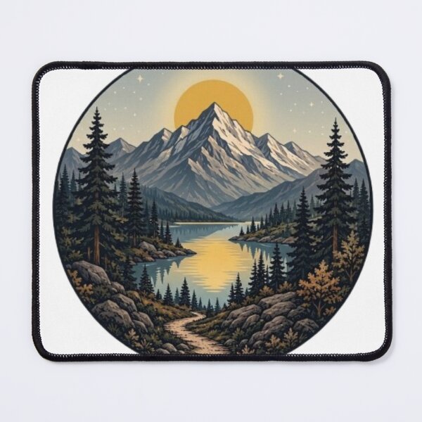 Item preview, Majestic Mountain Lake Sunset Wilderness Art designed and sold by Northern Glow Art.