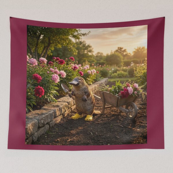 Item preview, Platypus Gathers Peonies in Her Garden designed and sold by Tridentulus.