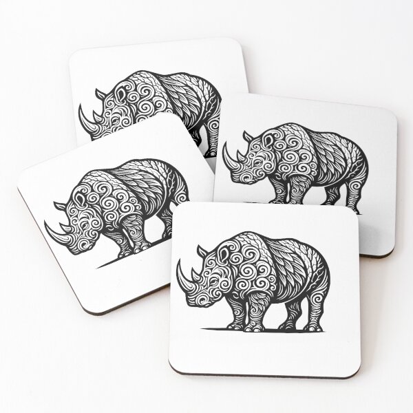 Item preview, Tribal Rhinoceros Silhouette | Ornamental Rhino Art designed and sold by Xthes.