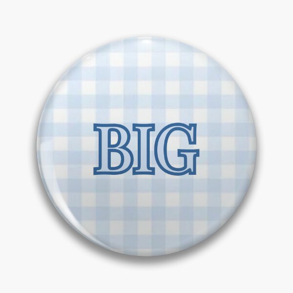Item preview, Sorority Big/Little "Big" Sticker/Pin - Blue Gingham designed and sold by The Keepsake Vault.