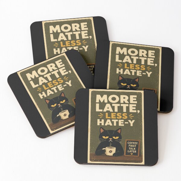 Item preview, More Latte Less Hate-y Funny Black Cat Coffee Mood designed and sold by eliramaison.