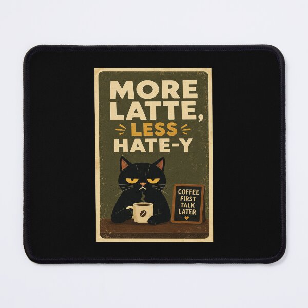 Item preview, More Latte Less Hate-y Funny Black Cat Coffee Mood designed and sold by eliramaison.