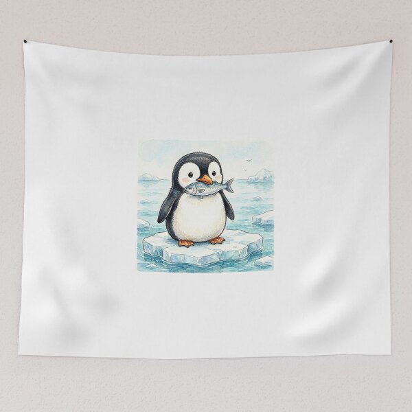 Item preview, penguin eating a fish designed and sold by FunnyfrenchDs.