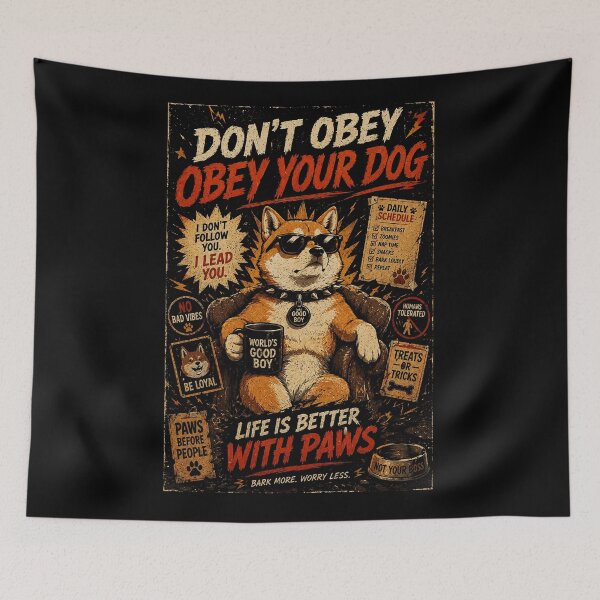 Item preview, Rebellious Cool Dog Vintage Poster Humor With Paws First Attitude designed and sold by Modaozushi216.