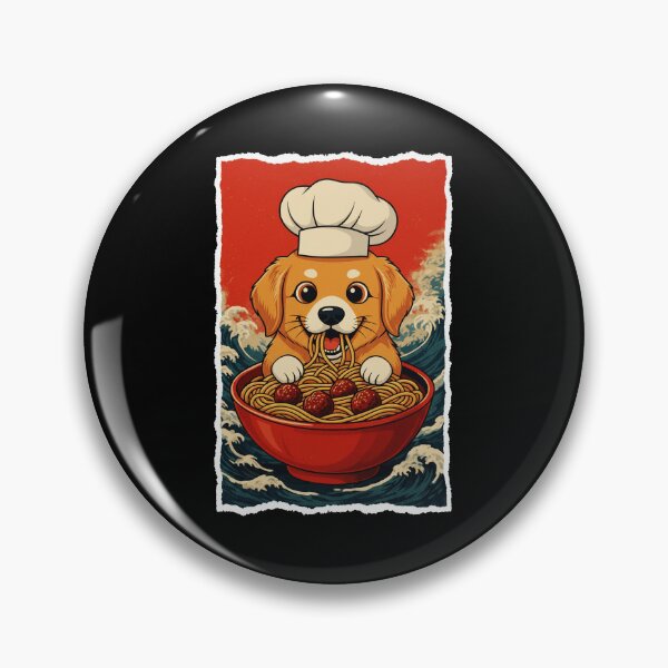Item preview, Cute Chef Puppy Eating Spaghetti In Retro Ocean Wave designed and sold by JordynLadukeg65.