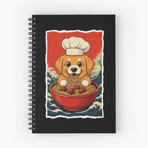 Item preview, Cute Chef Puppy Eating Spaghetti In Retro Ocean Wave designed and sold by JordynLadukeg65.