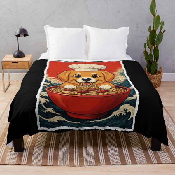 Item preview, Cute Chef Puppy Eating Spaghetti In Retro Ocean Wave designed and sold by JordynLadukeg65.