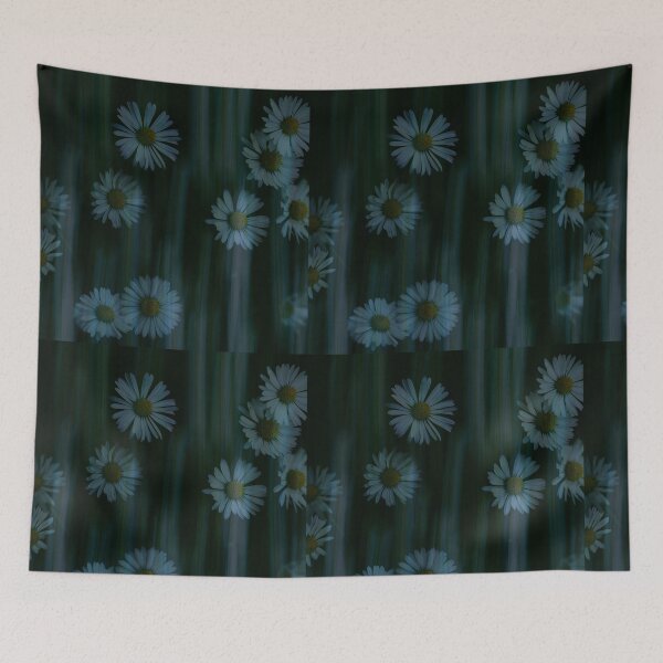 Item preview, White Daisies on Dark Background – Moody Floral Aesthetic Nature Art designed and sold by cabevo.