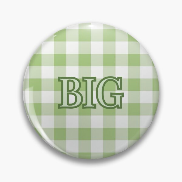 Item preview, Sorority Big/Little "Big" Sticker/Pin - Green Gingham designed and sold by The Keepsake Vault.
