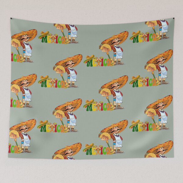 Item preview, Traditional Mexican Man Holding Taco Cartoon designed and sold by A touch of creativity.