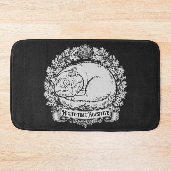 Item preview, Sleeping Curled Cat with Floral Wreath - White Silhouette designed and sold by sxtfejvseyn.