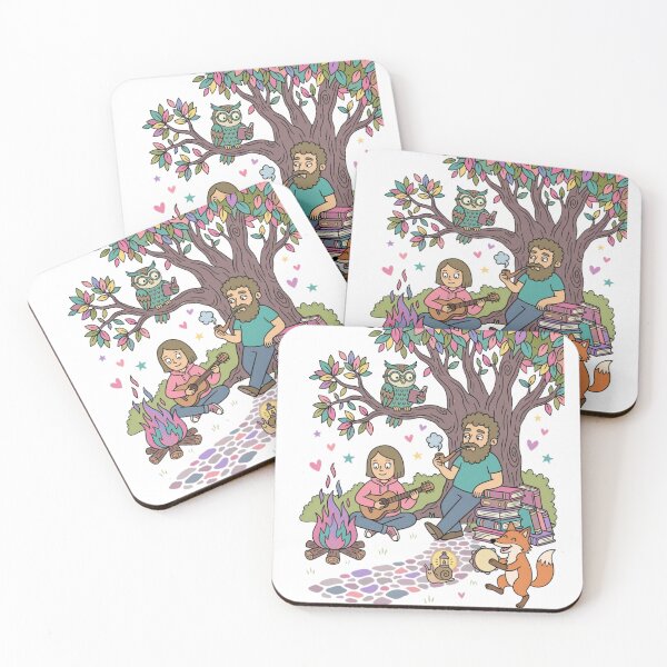 Item preview, Cottagecore Whimsical Forest Campfire Book Music Owl Art designed and sold by Farhad Mamo.