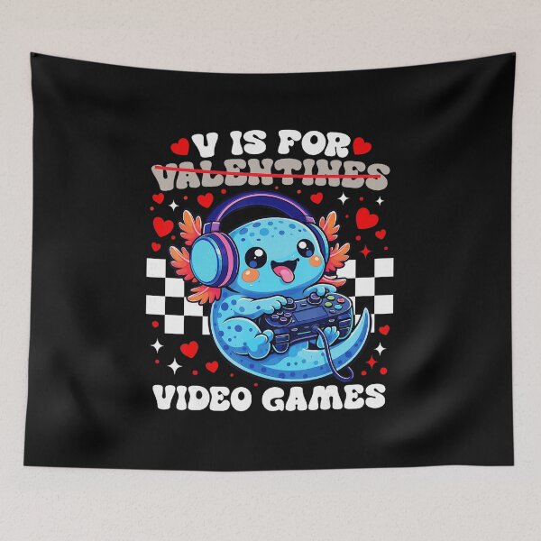 Item preview, Cute Axolotl Gamer Valentine With Hearts and Video Games designed and sold by FGTV2021.