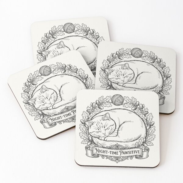 Item preview, Sleeping Curled Cat with Floral Wreath - Black Line Art designed and sold by sxtfejvseyn.